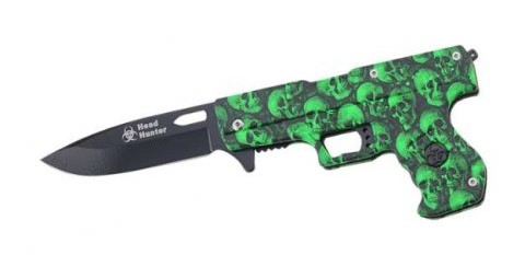 Zombie SKULL Design Gun Spring Assist Knife 4.5''