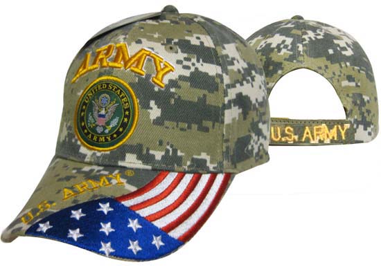 Official US ARMY Licensed ARMY Emblem Flag  Camo CAP/Hat