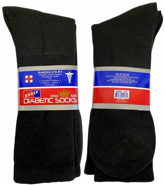 Wholesale Crew Diabetic SOCKS Black Color