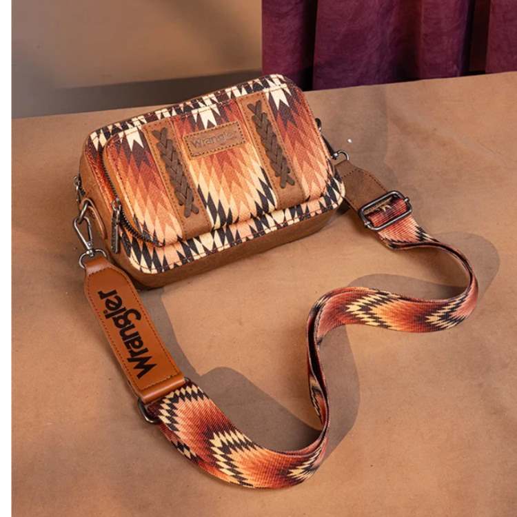 Wrangler Southwestern Pattern Dual Sided Print Crossbody PURSE