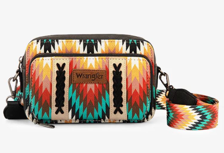 Wrangler Southwestern Pattern Dual Sided Print Crossbody PURSE