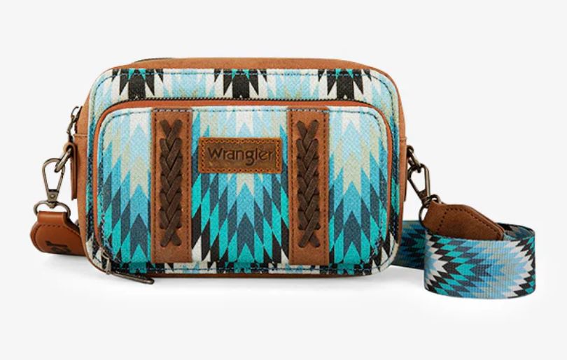 Wrangler Southwestern Pattern Dual Sided Print Crossbody PURSE