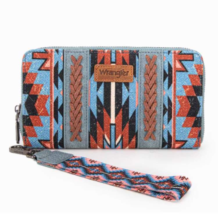 Wrangler Aztec Print Whipstitch Canvas WALLET