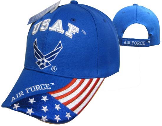 Official US Air Force Licensed AF Logo Flag on Bill CAP/Hat