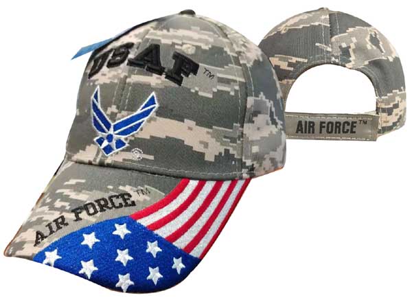 Official US Air Force Licensed AF Logo Flag on Bill Camo CAP/Hat