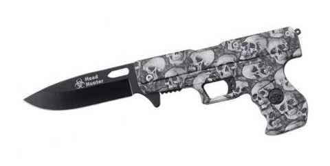 '' Head Hunter '' Zombie Skull Design Gun Spring Assist KNIFE 4.5''