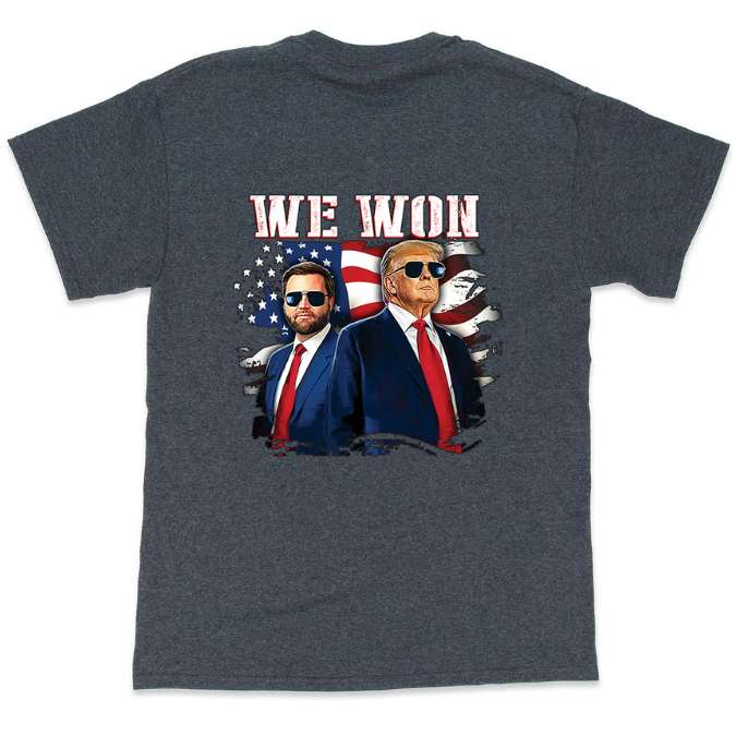 Wholesale T-SHIRT Trump with Vance We Won Dark Heather