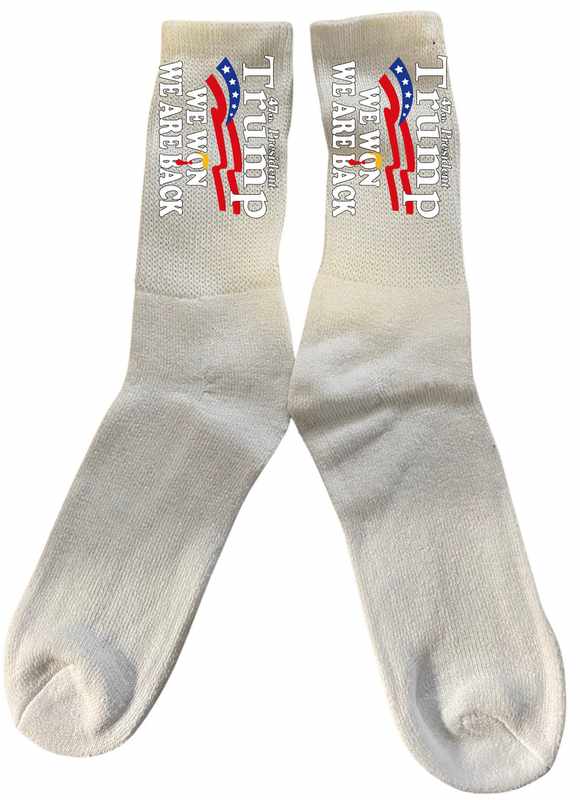 Trump ''We Won We Are Back'' White Color SOCKS