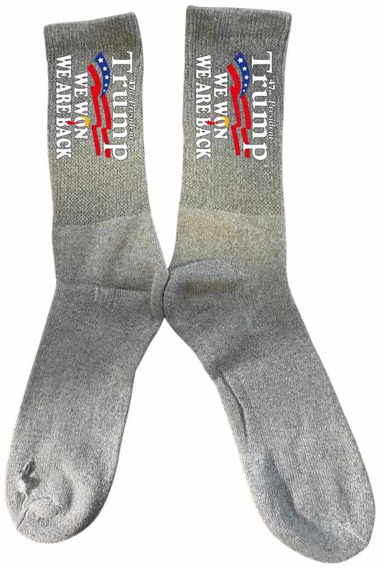 Trump ''We Won We Are Back'' Gray Color SOCKS