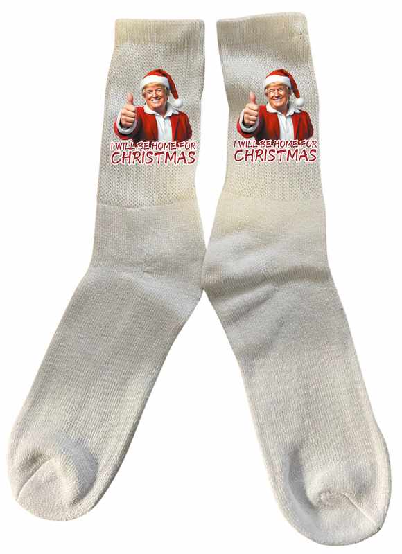 Trump ''I Will Be Home For Christmas'' White Color SOCKS