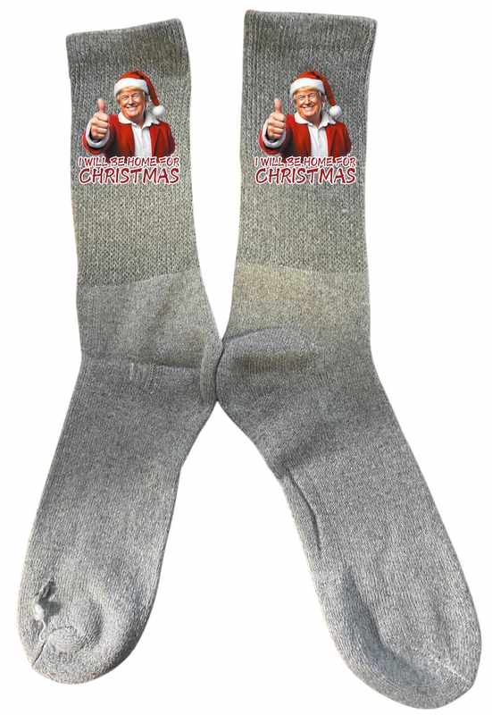 Trump ''I Will Be Home For Christmas'' Gray Color SOCKS