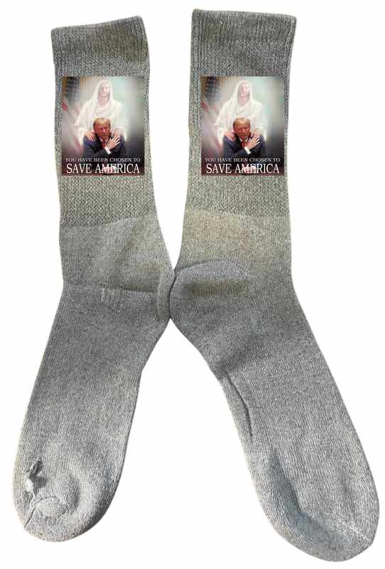 Trump '' You Have Been Chosen To SAVE AMERICA'' Gray Color SOCKS