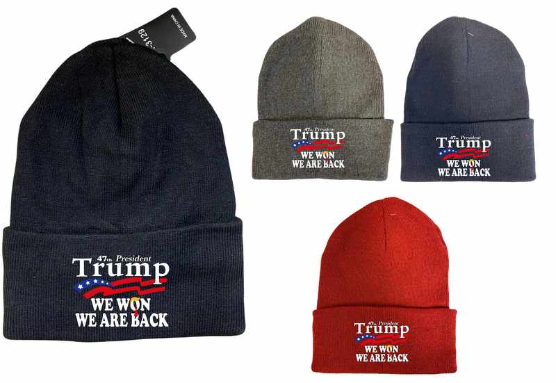 Trump ''We Won We Are Back'' Black Color Winter Beanie HAT