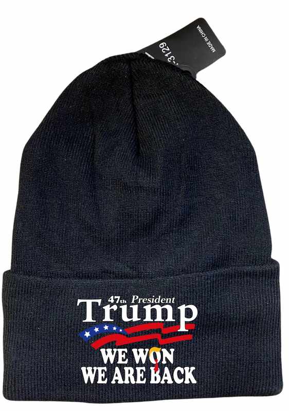 Trump ''We Won We Are Back'' Black Color Winter Beanie HAT