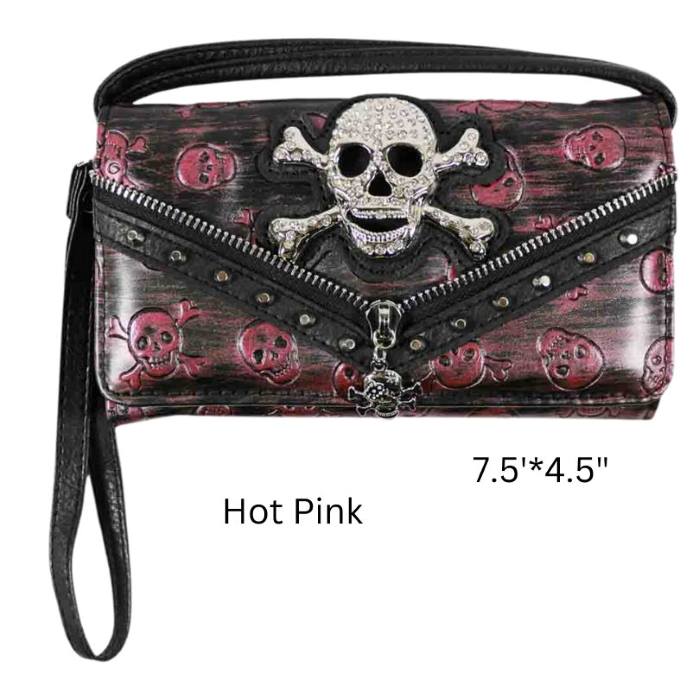 Wholesale Crossbody WALLET Purse Skull Design with Zipper