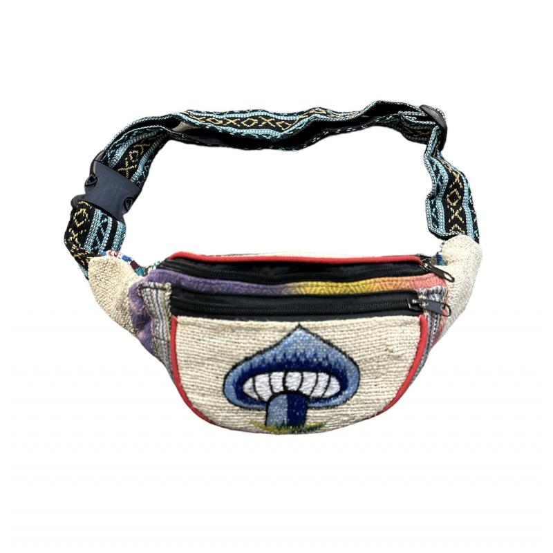 Cotton Hemp Multi TIE DYE patch Mushroom Fanny Pack