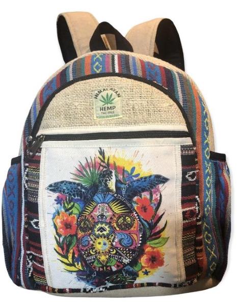 Cotton Hemp Peace Sun moon Multi Turtle Mini BACKPACK