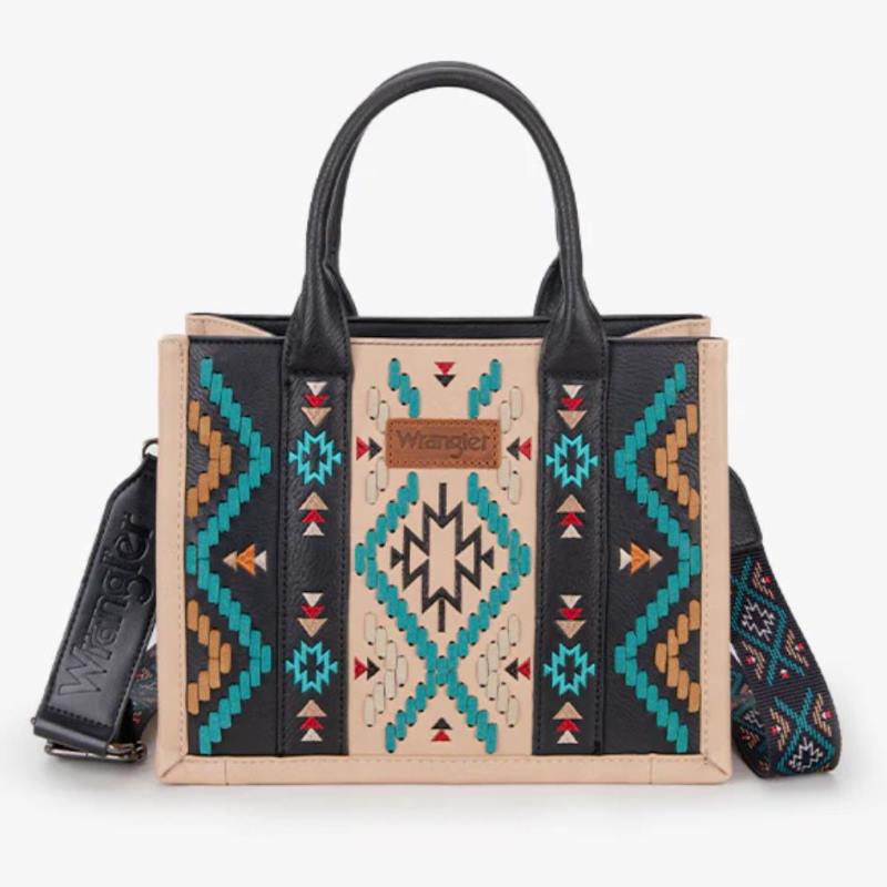 Wrangler Aztec Embroidered Whipstitch TOTE BAG Black