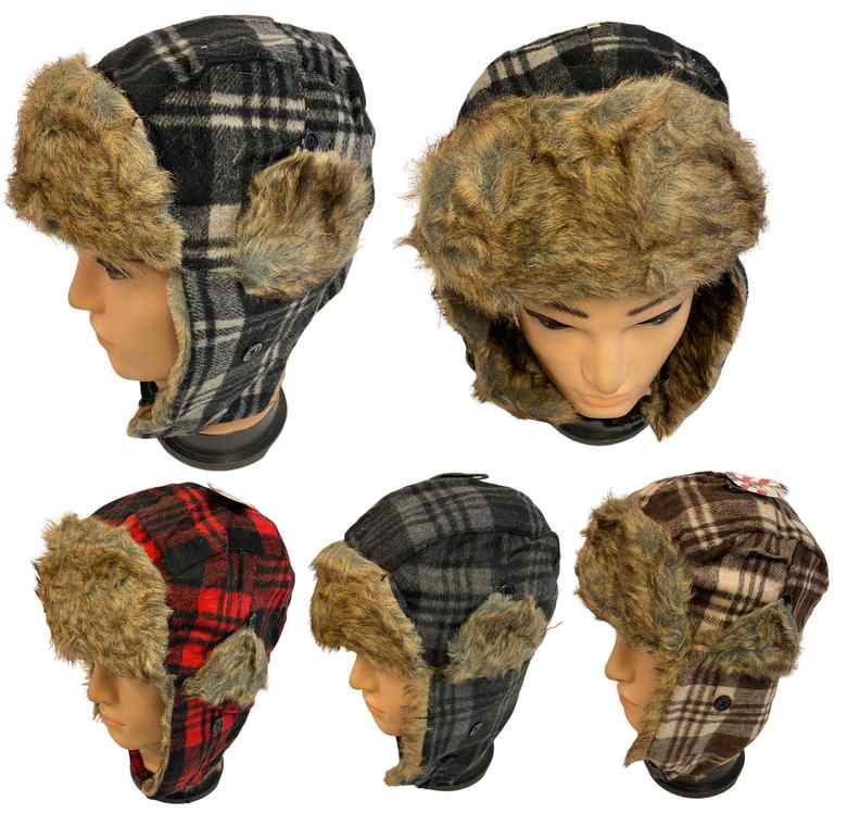 Wholesale Plaid Aviator Winter HAT