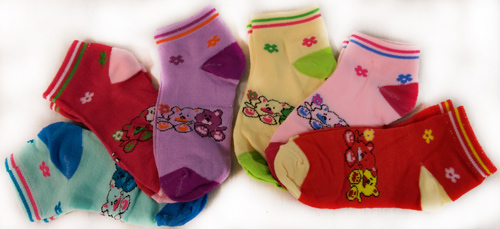 Wholesale Girl's Socks Bears with FLOWERS Assorted Size and Color