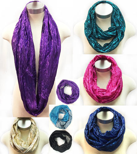 Wholesale Light Infinity Circle SCARVES Shiny Assorted Colors