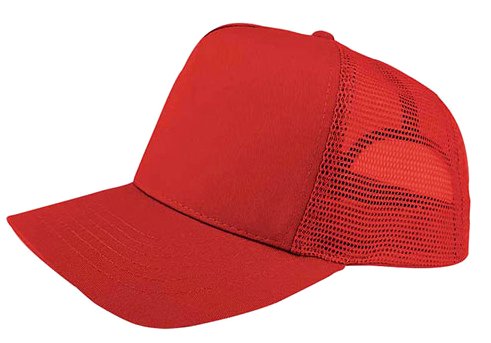 Wholesale Poly Cotton Twill Trucker Cap RED Color