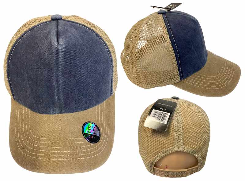 Wholesale Pre-Washed Cloth Plain Color Mash Snapback BASEBALL CAP