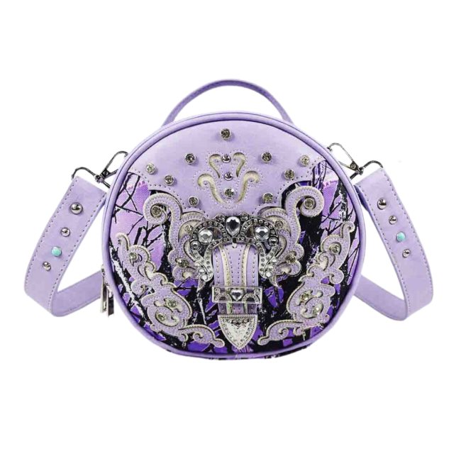 Western Bling Rhinestone Round Crossbody BAG - Lavender