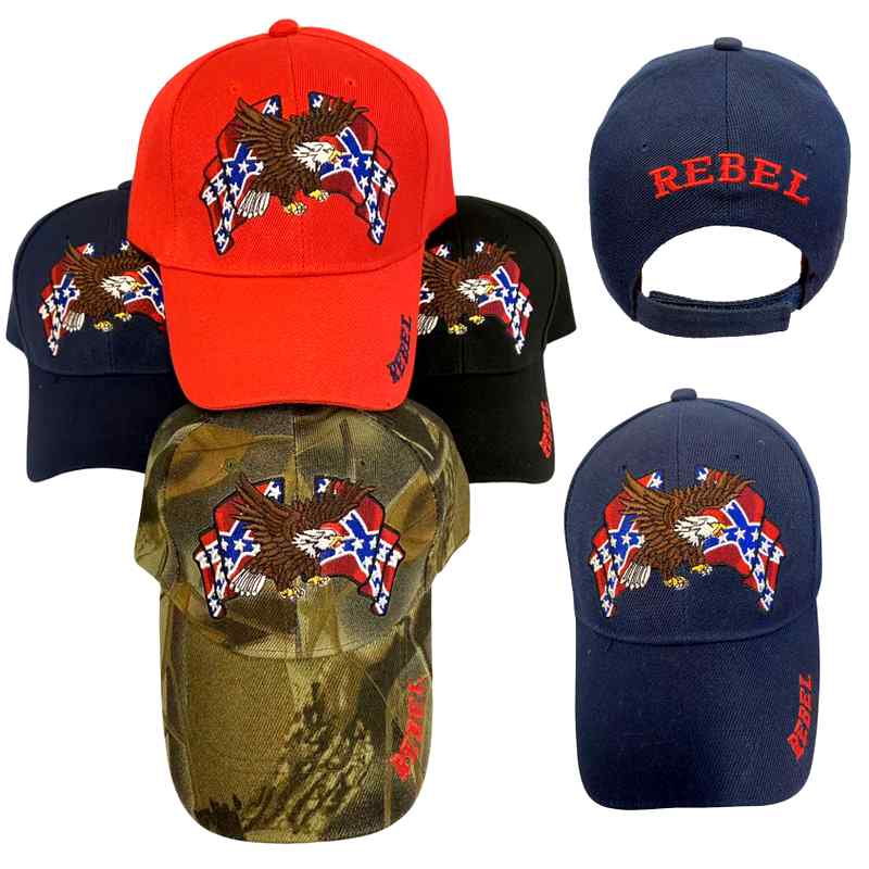 Wholesale Eagle with Double REBEL Flags Baseball Cap/Hat