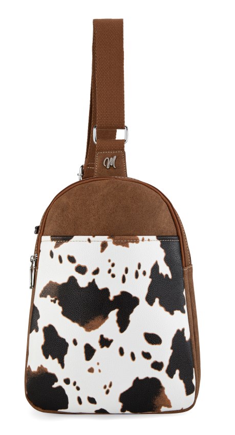 Montanna West Cow Print BACKPACK Crossbody Concealed Carry Brown