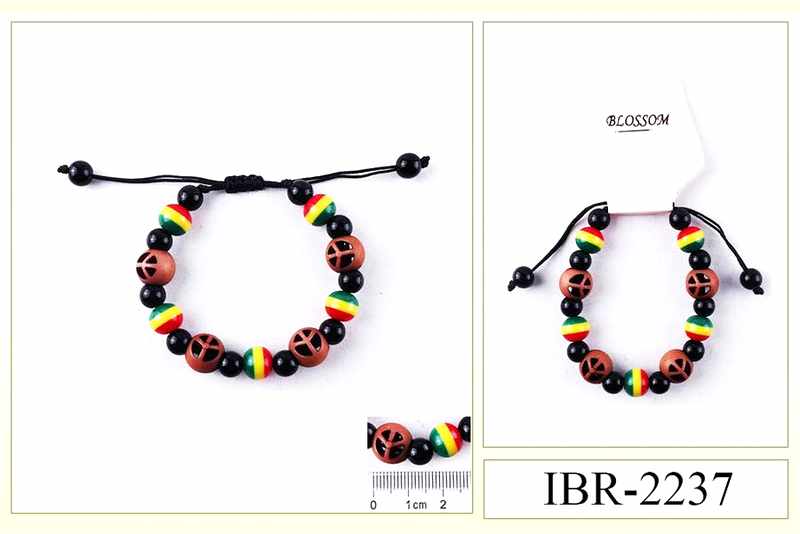 Wholesale Rasta Color Beaded Bracelet Peace SIGN