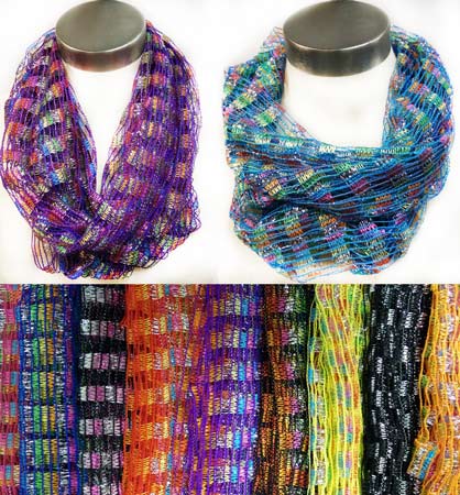 Wholesale Fish Net Open Thread MultiColor Infinity Circle SCARVES