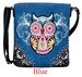 Wholesale WESTERN Cross Body Sling Purse with Colorful Owl Blue