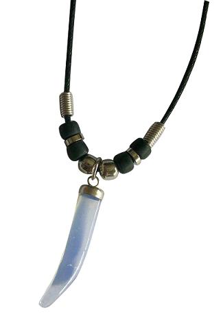 Moon Stone Horn PENDANT Black Cord Necklace