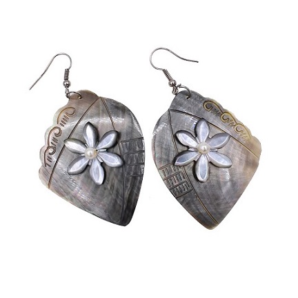 Hand Carved Shell PENDANT Earrings