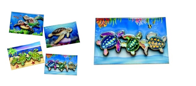 3D  Wooden Sea Turtle  Magnet