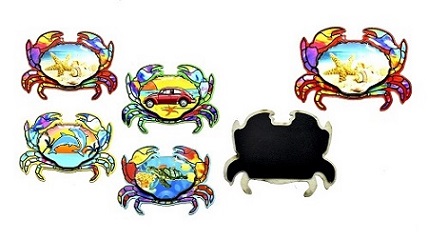 Beach Summer Crab Shape Wooden 3D Fridge Magnet