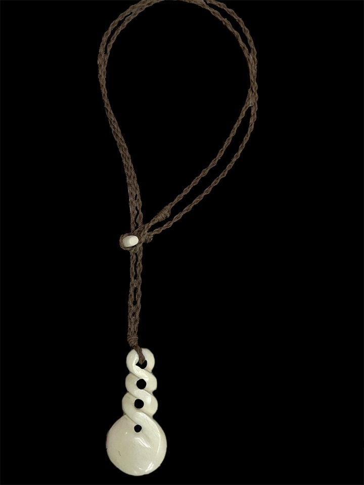 Hand Carved Infinity Twist ( PIKORUA ) Bone PENDANT Necklace