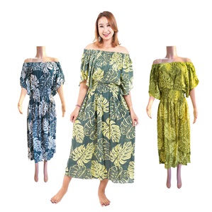 Monstera Print Maxi long DRESS