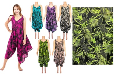 Tropical Floral and Leaves Print Jumpsuit