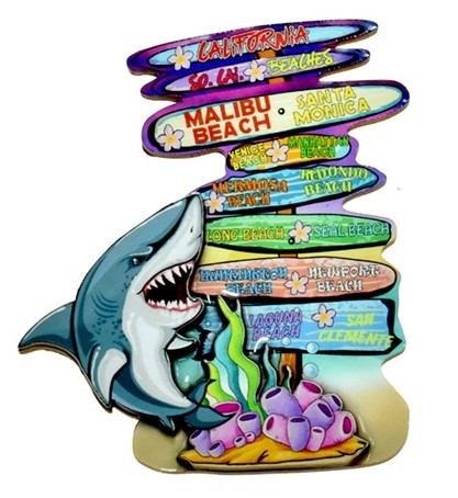 California's Seaside Destination SIGN 3D Shark Magnet