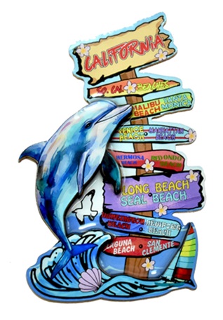 California's Seaside Destination SIGN 3D Dolphin Magnet