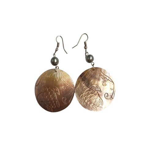 Turtle Hand Carved MOP Shell EARRINGS