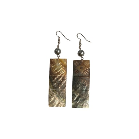 Rectangle Hand Carved MOP Shell EARRINGS