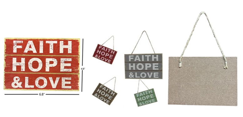 ''Faith Hope & Love'' Wood  Wall Decor SIGNs