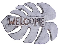 ''Welcome '' Palm Leaf SIGN