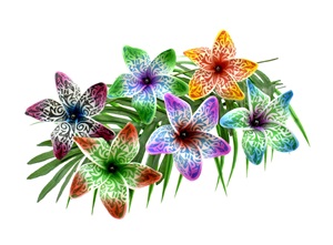 Tye Dye Tribal FLOWER Hair Sticks