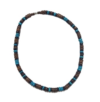 Turquoise, Black Heishi Coconut Barrel Lock NECKLACE