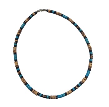 Turquoise, Black Heishi Coconut Barrel Lock NECKLACE