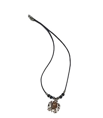 Tiger Shell Turtle Pendant Black Cord NECKLACE